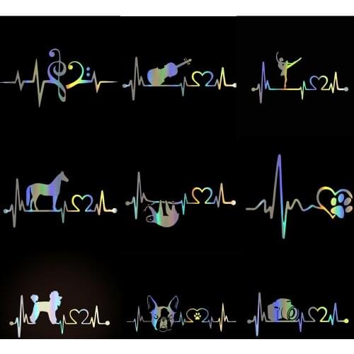 Tancredy Personality Heartbeat Lifeline Series Car Stickers Funny Creative Vinyl Car Body Window Stickers and Decals Car-styling