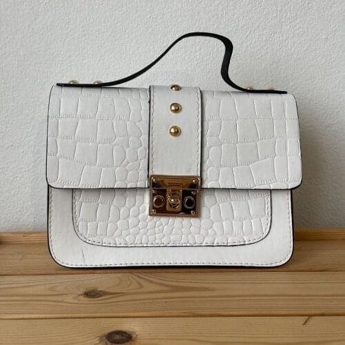 Tonar Lordi White Kroko Leather Locked Messenger Bag New Season Casual Office Party Use Stylish Style