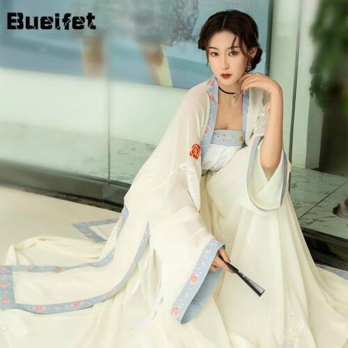 Asian Traditional Women Hanfu Fairy Dress Chinese Folk Dance Ancient Retro Tang Dynasty Dance Costume Cosplay Stage Wear