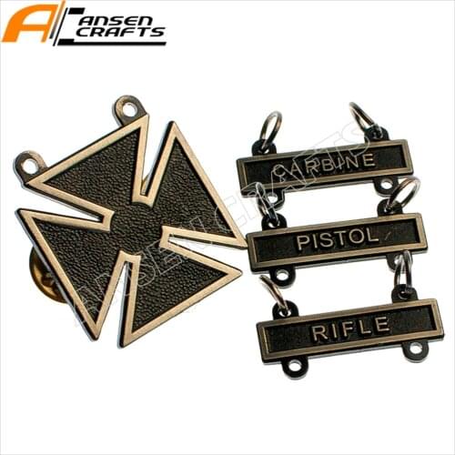 WW2 Rifle Carbine Pistol Cross USA Army Marksmanship Marksman Pin Badge