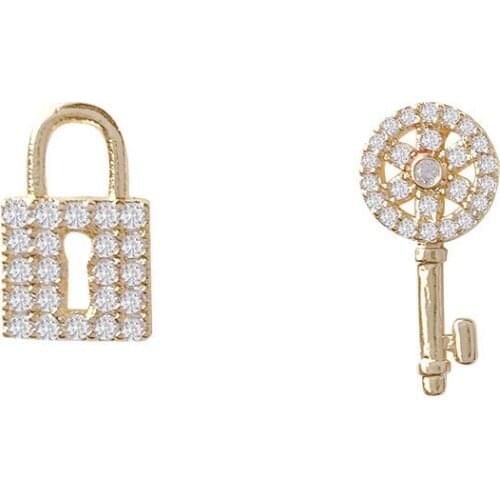 POTCET Korea 2021 Fashion Trend Womens Key Lock Temperament Earrings Geometric Trend Retro Earrings 2021 Jewelry Free Shipping