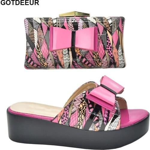 Latest African Shoes and Bags Matching Set Patent Leather Womens Platform Heels Handbags and Shoes Set Mixed Colors Women Pumps