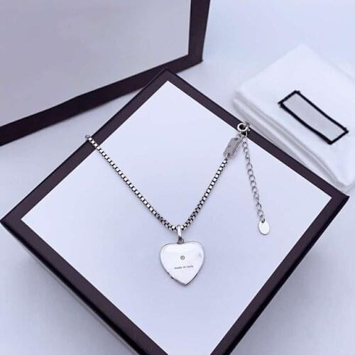 Womens Fashion Heart Pendant S925 Sterling Silver Necklace Original Brand High Quality Jewelry Logo Exquisite Gift