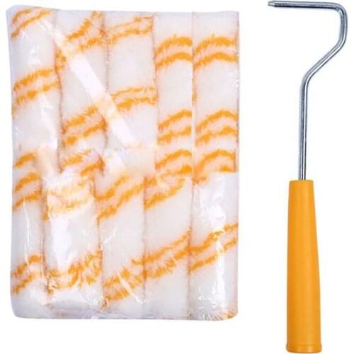 1 Set of 4 Inch Wall Paint Roller Set Replacement Roller Cover Home Decoration Paint Brush Set with Roller Brush