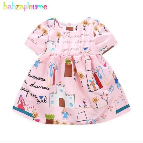 2-7Years/Summer Baby Girls Princess Dress Cartoon Pink Blue Children Clothing Party Tutu Dresses Costume For Kids Clothes BC1234