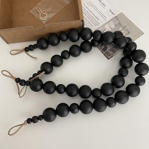 2 Pcs Wood Bead Curtain Tieback Curtain Rope Tie Farmhouse Beaded Curtain Holder Boho Curtain Tie Holdback Decorative Curtain