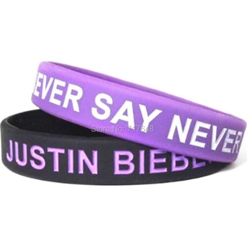 300pcs never say never justin bieber wristband silicone bracelets free shipping by FEDEX