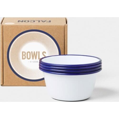 4 pcs Set 12cm Retro Ins Style Enamel Bowl European Enamel Solid Color Baking Bowl