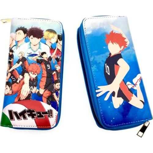 Anime Haikyuu!! Leather Long Wallet Zip Around Purse ID Credit Card Money Holder Wallets Organizer