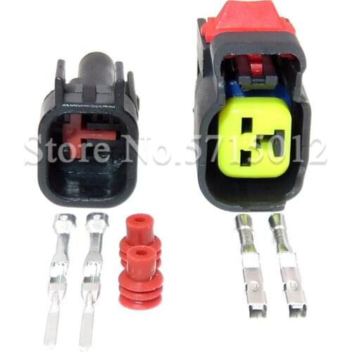 2 Hole Car EV6 Fuel Injector Plug Nozzle Automotive Waterproof Electrical Wire Connector