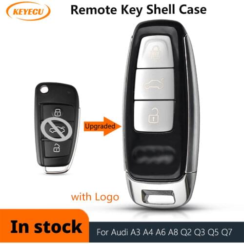 KEYECU Modified Remote Key Shell Smart Key Case 3 butn Upgrade for Audi A3 A4 A6 A8 TT Q2 Q3 Q5 Q7 S3 A5 A7 RS3 Remote Key Cover