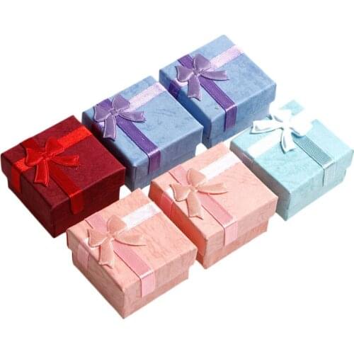 K3ND Jewelry Case Paper Storage Box Ring Earring Holder Package Bowknot Decor