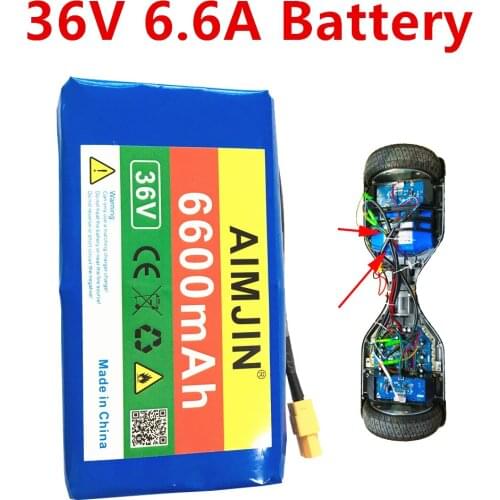 36V 10s2p 6600mAh Lithium Battery Rechargeable Battery Pack for Double Wheel Balance Vehicle Balance Car Parts