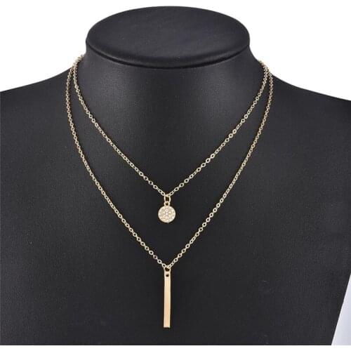 Fashion Simple Crystal Geometric Gold Pendant Necklace Set for Women Charms Kpop Square Rhinestone Female Vintage Jewelry Collar