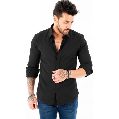 DeepSEA Male Pattern High Collar Slim Fit Long Sleeve Shirt 2101003