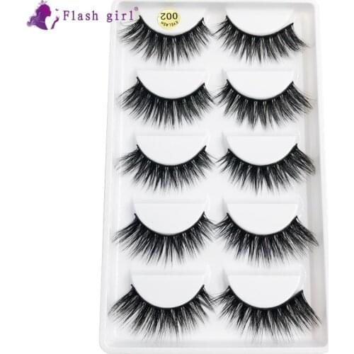 Flash girl soft lashes 002 100% handmade 5pais 3D mink Eyelashes top quality grade false Eyelashes