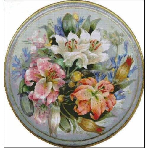 Lily Bouquet Beautiful flowers Clear Picture Top Quality Cross Stitch Kits 14CT Unprinted Sewing kit Embroidered Handmade Decor