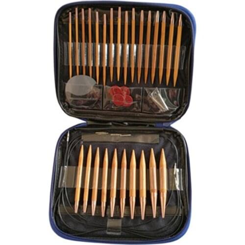 13 Pairs Knitting Needles Set Carbonized Bamboo Interchangeable Circular Weaving Sewing Tools Crochet Hooks for Yarn Needle
