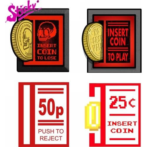 STICKY Retro Pinball Arcade Game Coin Slot Personality Car Stickers Waterproof Decal For Motorcycle Bumper Off-road Laptop