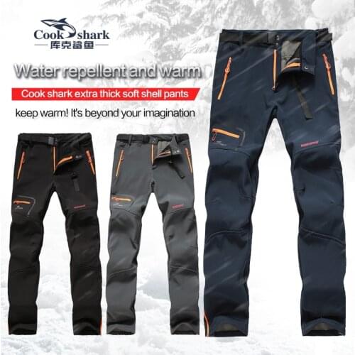 Cook shark 2020 new outdoor stormy pants mens casual pants autumn and winter Plush mens loose straight pants middle aged long