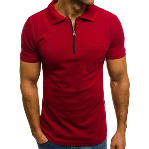 Summer New Polo shirt men Solid Turn Down Collar Mens Short Sleeve Polo Shirt Half Zipper Pocket Loose Casual Tops Brand Male C