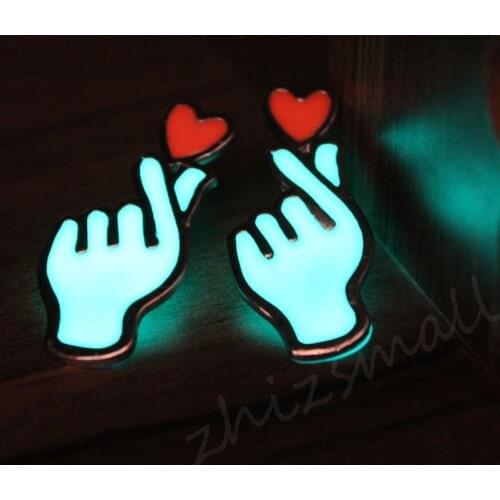 New love heart Earrings Than the heart gesture Glow in The Dark Gift For Women Pendant earring Lovers Jewelry