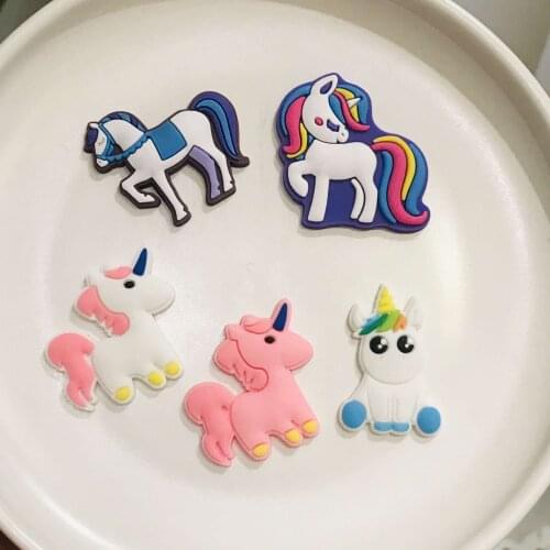 Wholesale 100PCS Mix Cute Unicorn PVC Craft Flat Back DIY Boys Girls Shoes Charms Embellishment Scrapbooks Jewelry Party Gifts