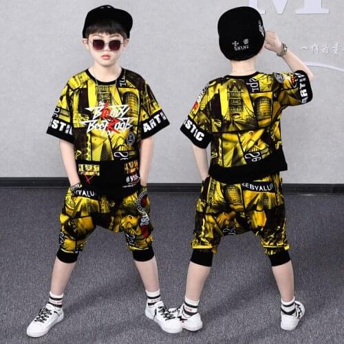 4-14 Years Summer Boy Clothing Set 2021 New Fashion Casual Active T-shirt+ Pant Kid Children Boy Teenager Clothing