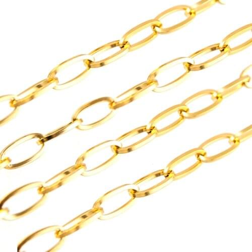Stainless Steel Oval Unique Mens chain egg necklace Sell in meter no clasp silver/gold color 6mm width square line Male Jewelry