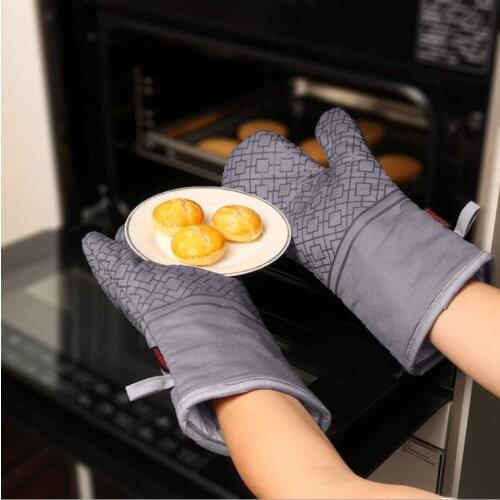 BBQ Gloves High Temperature Resistance Oven Mitts Fireproof Barbecue Heat Microwave Oven Gloves Heat-Resistant Pot Holder