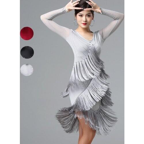 New Latin Dance Dress Female Dance Dress New Performance Dress Cha Cha Rumba Fringe Dress Latin Dance Competition Dresses DB1255