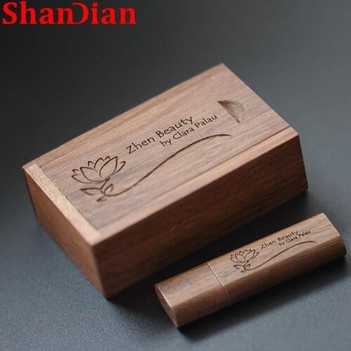 SHANDIAN Wooden bamboo+wood box USB flash drive pen driver pendrive 4GB 16GB 32GB 64GB memory card USB (free custom logo)