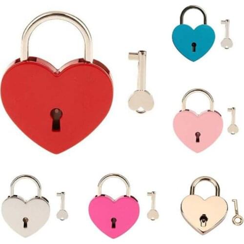 Valentines Day Gift Heart Shape Padlock for Wedding Vintage Metel Lock Pink Red Romantic Lovely Diary Padlocks Big Size 45*58MM