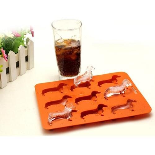 Dachshund Dog Shaped Silicone Ice Cube Tray 9 Cell Silicone Ice Cube Mold Whiskey Ice Cube Maker For Summer Party Bar