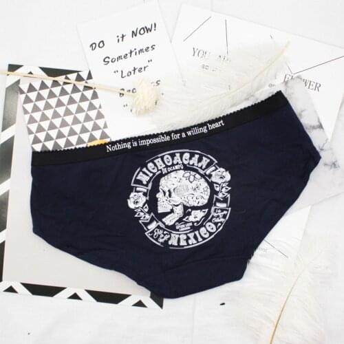 SP&CITY New Arrival Punk Rock Skull Panties Sex Cool I LOVE MEXICO Letter Cotton Underwear Women Seamless Briefs Girl Lingerie