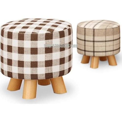 Stool Fashion Creative Shoes Changing Stool Solid Wood Low Stool Cloth Art Sofa Stool Round Stool Living Room Tea Table Stool Sm