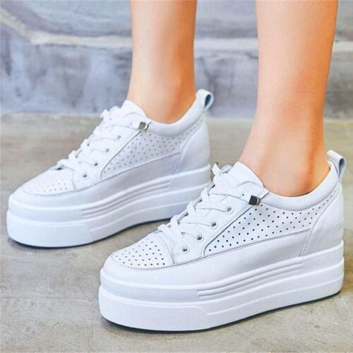 Oxfords Casual Shoes Womens Cow Leather Round Toe Platform Wedge Fashion Sneakers Ankle Boots 34 35 36 37 38 39