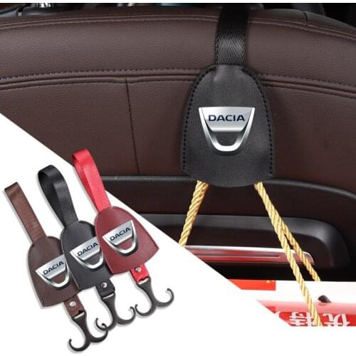 1Pcs Leather Car Seat Back Hook Multifunctional Hanging Bag Rack Accessories For Dacia Logan Dokker Duster Lodgy Sandero