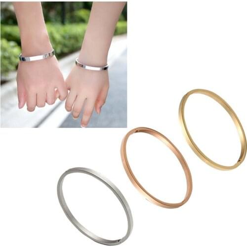 1pc Crystal Luxury Stainless Steel Cuff Bracelets Bangles Top Gold Color Brand Buckle Love Charm Bracelet For Men Women Jewelry