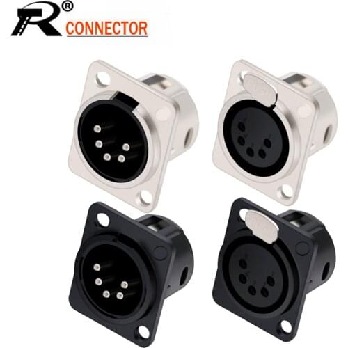 10pcs/lot 5Pin XLR Panel Mount XLR Male Plug / Female Jack Socket Microphone MIC Cable Terminal XLR Chassis Wire Connector