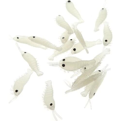 20Pcs Artificial Fishing Lure Bionic Shrimp Soft Bait Fishing Tackle Noctilucent Luminous Lifelike