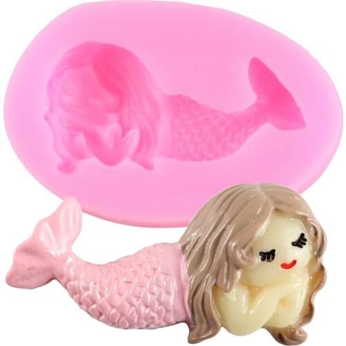 3D Mermaid Silicone Mold Cake Border Fondant Mould DIY Party Candy Clay Chocolate Molds Cookie Baking Cake Decorating Tools