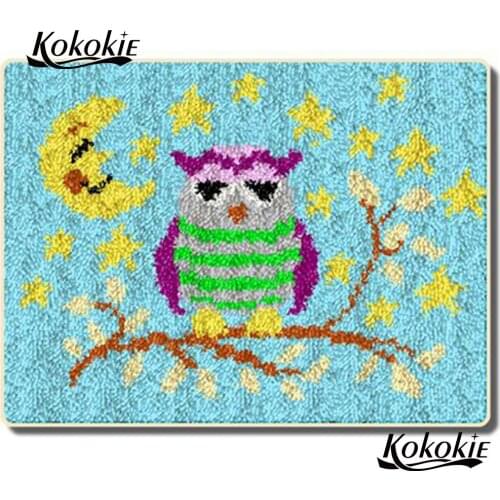 3d embroidery foamy floralkussen knooppakket latch hook kits diy rug cartoon owl printed canvas knooppakket tapijten accessories