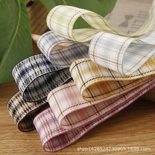 5yards Colorful Grid Printed Polyester Ribbon for diy Hairwear Bows Gifts Flowers Packaging Ribbons Bag Clothing Accessories