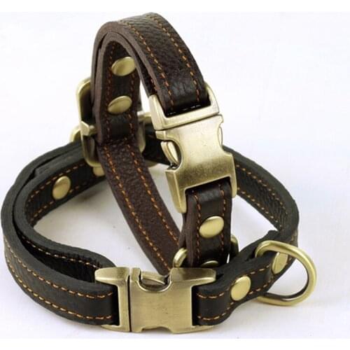50pcs/lot Genuine Leather Dog Collar Neck Buckle Zinc Buckle Adjustable Neck Strap for Large Medium Pet Dog