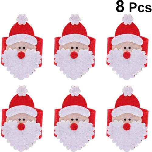 8PCS Christmas Napkin Ring Decorative Santa Claus Fashion Creative Buckle Holder For Christmas Table Decoration Party Dinner