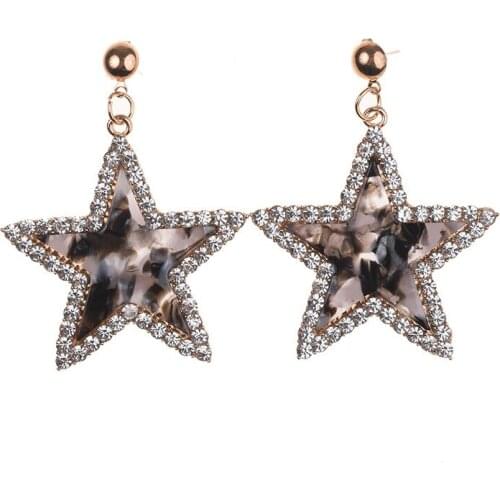 Star Shape Acrylic Earrings For Women Rhinestonr Resin Earrings Female Jewelry Gift Engagement Shiny