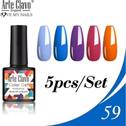 Arte Clavo 5PCS/SET 8ml UV Gel Nail Polish Combination Soak Off Pink Red Colors Gel Polish Gel Varnish Lacquer Nail Art Manicure
