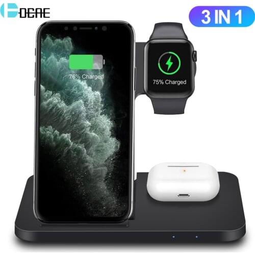 3 in 1 Wireless Charger For iPhone 12 11 XS XR X 8 AirPods Pro Apple Watch 6 5 4 3 2 Qi 15W Fast Charging Stand for Samsung S20