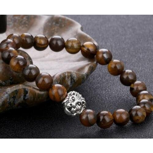 8mm leopard copper 5g3 yellow Tigereye Onyx Yoga elastic thread adjusted bead Stone Bracelet men women Bangles